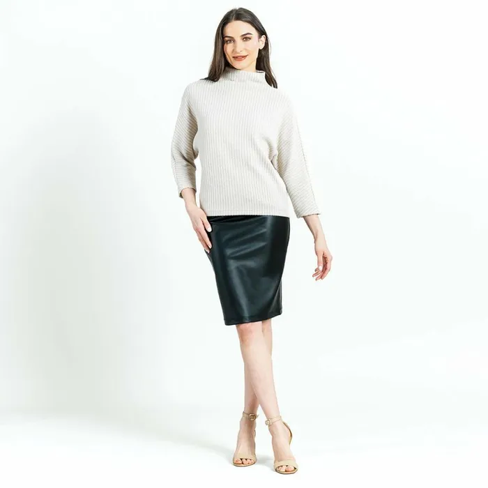 Chunky Ribbed 8211 Funnel Neck Modern Sweater Top 8211 Sand 8211 Final Sale Women Clara Sunwoo Sweaters