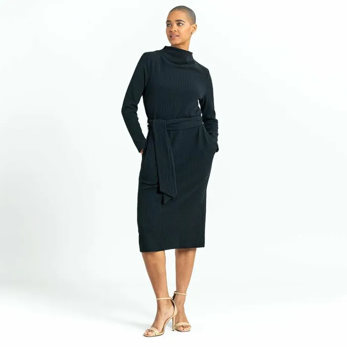 Chunky Ribbed 8211 Tie Waist Pocket Midi Sweater Dress 8211 Black 8211 Final Sale Women Clara Sunwoo Dresses Jumpsuits