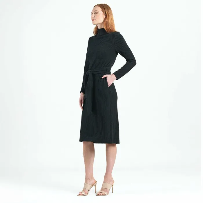 Chunky Ribbed 8211 Tie Waist Pocket Midi Sweater Dress 8211 Black 8211 Final Sale Women Clara Sunwoo Dresses Jumpsuits
