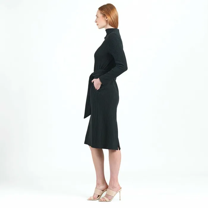 Chunky Ribbed 8211 Tie Waist Pocket Midi Sweater Dress 8211 Black 8211 Final Sale Women Clara Sunwoo Dresses Jumpsuits