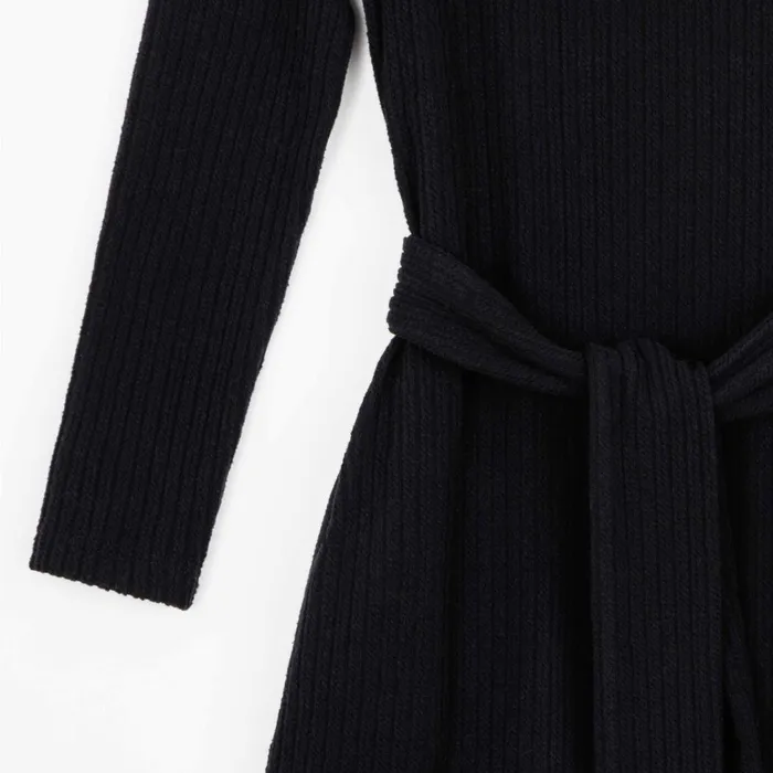 Chunky Ribbed 8211 Tie Waist Pocket Midi Sweater Dress 8211 Black 8211 Final Sale Women Clara Sunwoo Dresses Jumpsuits