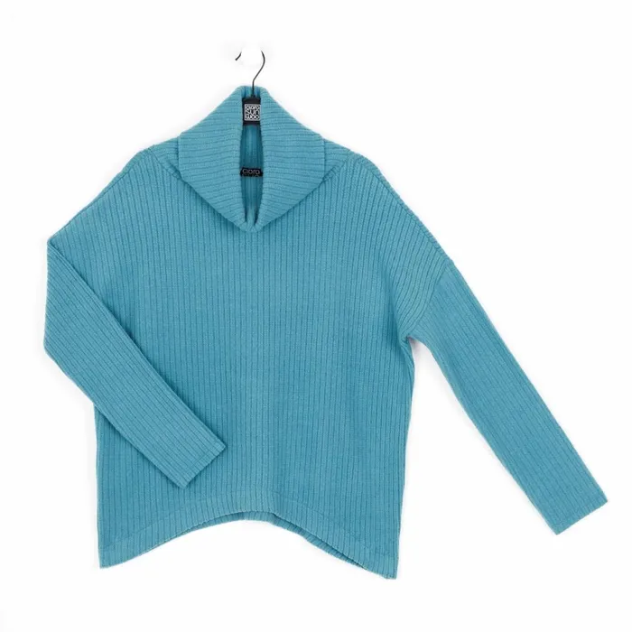 Chunky Ribbed 8211 Tipped Hem Sweater Top 8211 Teal 8211 Final Sale Women Clara Sunwoo Sweaters