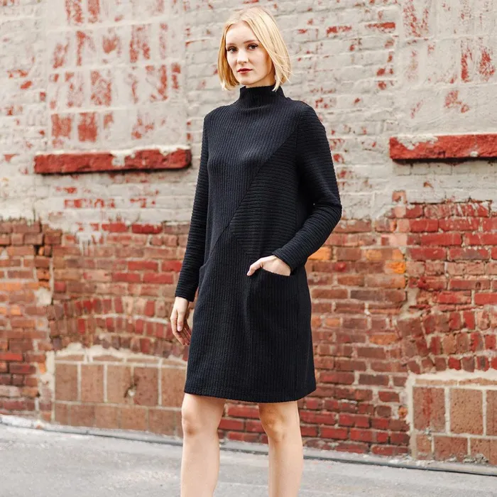 Chunky Ribbed 8211 Tunic Pocket Sweater Dress 8211 Black 8211 Final Sale Women Clara Sunwoo Dresses Jumpsuits
