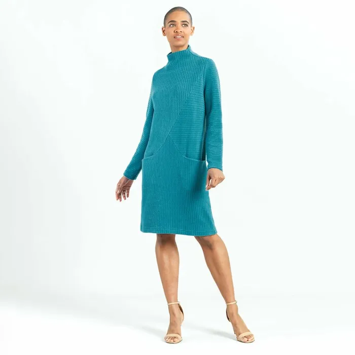 Chunky Ribbed 8211 Tunic Pocket Sweater Dress 8211 Teal 8211 Final Sale Women Clara Sunwoo Dresses Jumpsuits