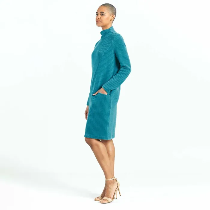 Chunky Ribbed 8211 Tunic Pocket Sweater Dress 8211 Teal 8211 Final Sale Women Clara Sunwoo Dresses Jumpsuits