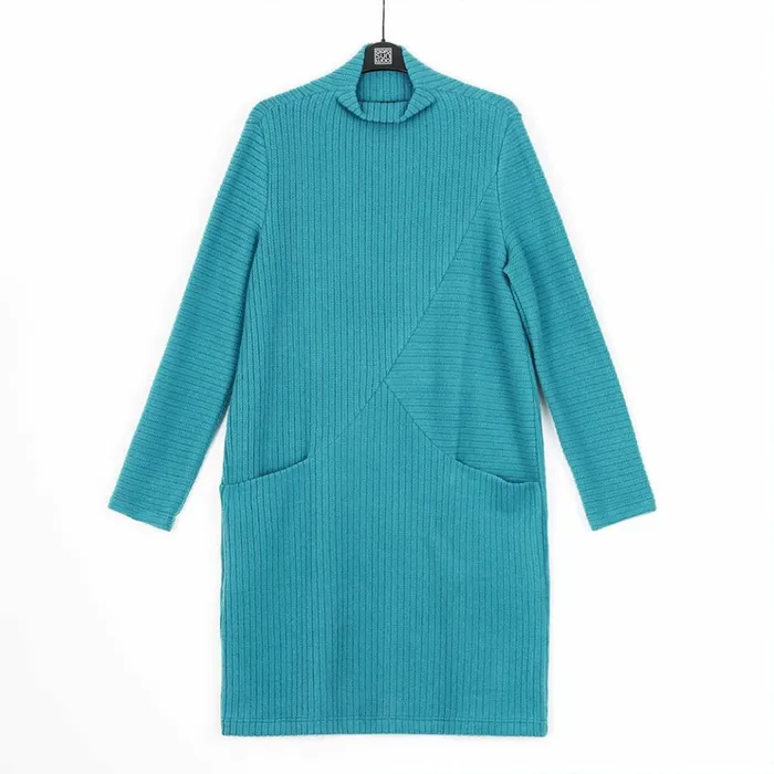 Chunky Ribbed 8211 Tunic Pocket Sweater Dress 8211 Teal 8211 Final Sale Women Clara Sunwoo Dresses Jumpsuits