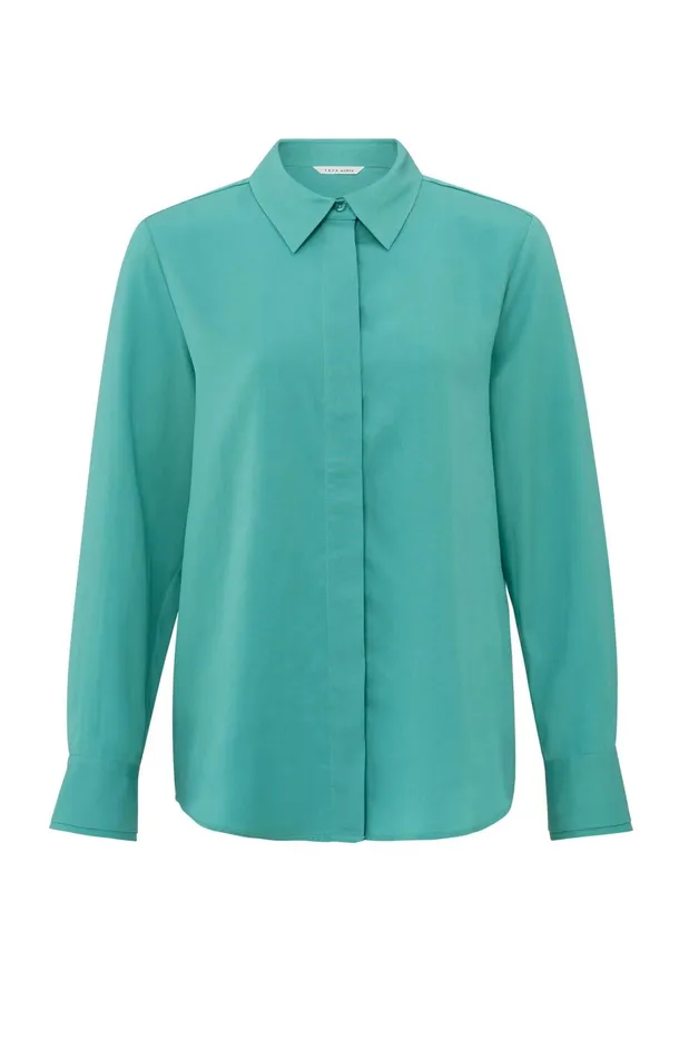 Classic Blouse With Cuff Details Lagoon Blue Women YAYA Blouses Classic Blouse With Cuff Details Lagoon Blue Women YAYA Blouses