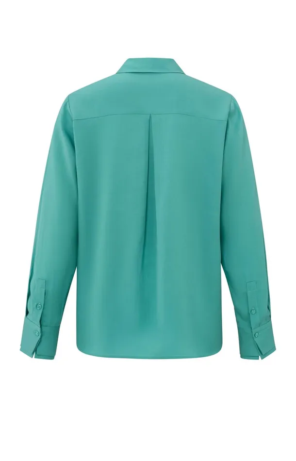 Classic Blouse With Cuff Details Lagoon Blue Women YAYA Blouses Classic Blouse With Cuff Details Lagoon Blue Women YAYA Blouses