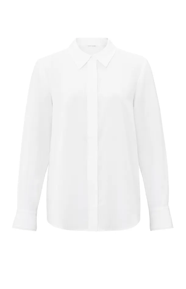 Classic Blouse With Cuff Details Pure White Women YAYA Blouses Classic Blouse With Cuff Details Pure White Women YAYA Blouses