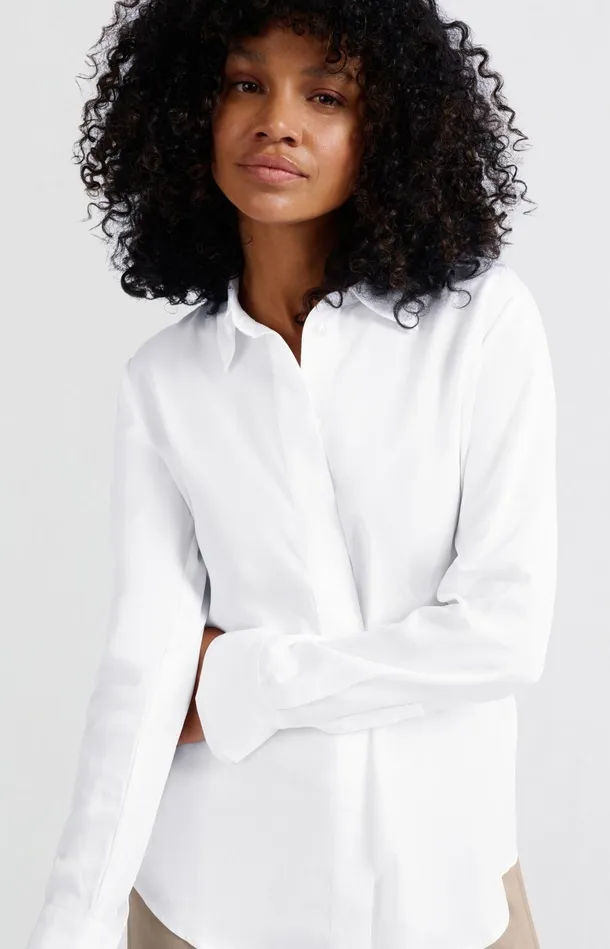 Classic Blouse With Cuff Details Pure White Women YAYA Blouses Classic Blouse With Cuff Details Pure White Women YAYA Blouses