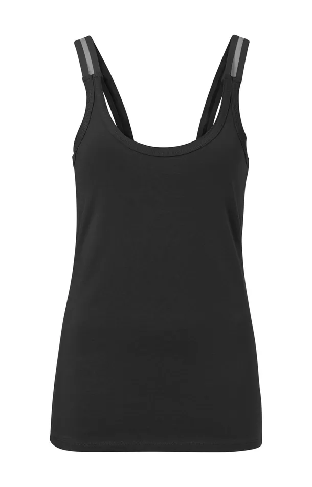 Cotton Singlet With Split Elastic Straps Black Women YAYA Tshirts