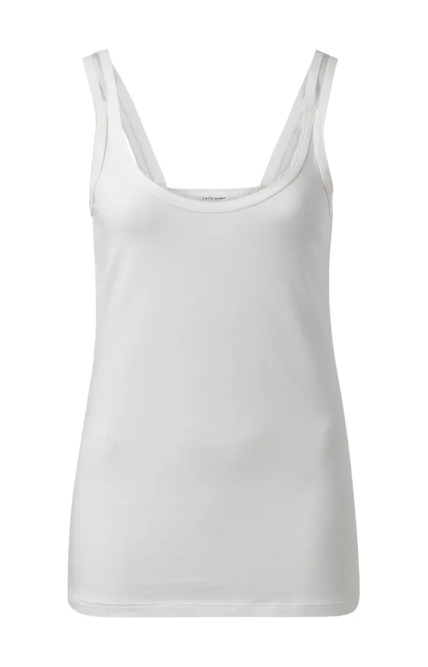 Cotton Singlet With Split Elastic Straps Pure White Women YAYA Tshirts