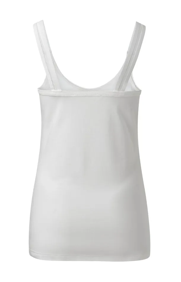 Cotton Singlet With Split Elastic Straps Pure White Women YAYA Tshirts Cotton Singlet With Split Elastic Straps Pure White Women YAYA Tshirts