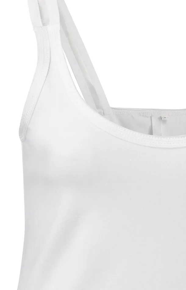 Cotton Singlet With Split Elastic Straps Pure White Women YAYA Tshirts Cotton Singlet With Split Elastic Straps Pure White Women YAYA Tshirts