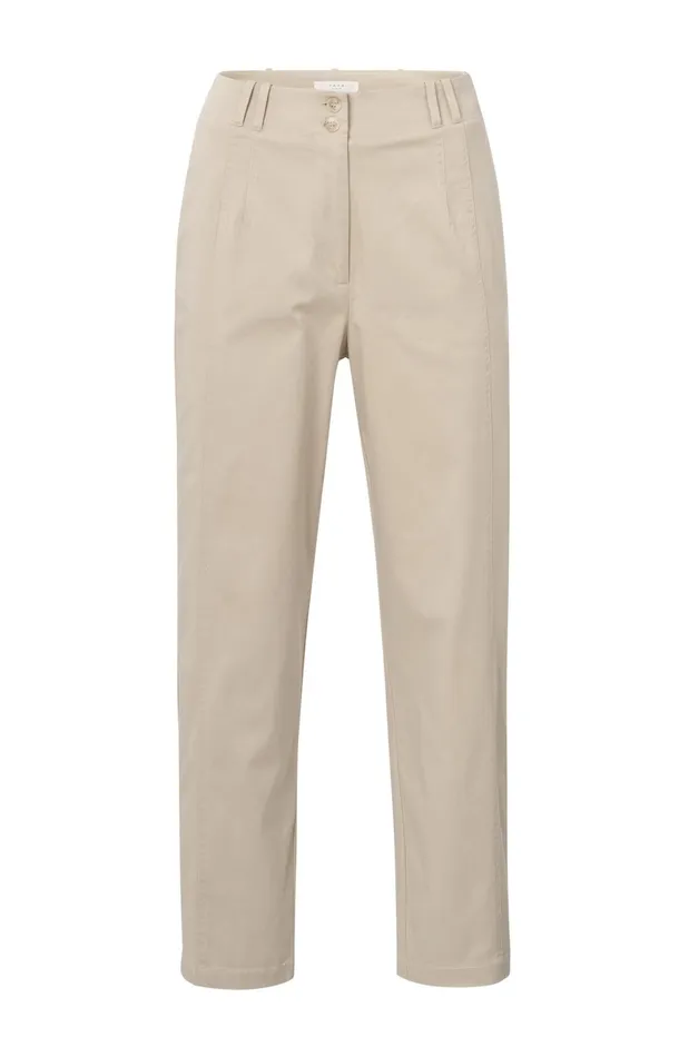 Cotton Woven Highwaist Trousers Humus Beige Women YAYA Trousers Cotton Woven Highwaist Trousers Humus Beige Women YAYA Trousers