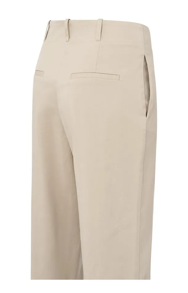 Cotton Woven Highwaist Trousers Humus Beige Women YAYA Trousers Cotton Woven Highwaist Trousers Humus Beige Women YAYA Trousers
