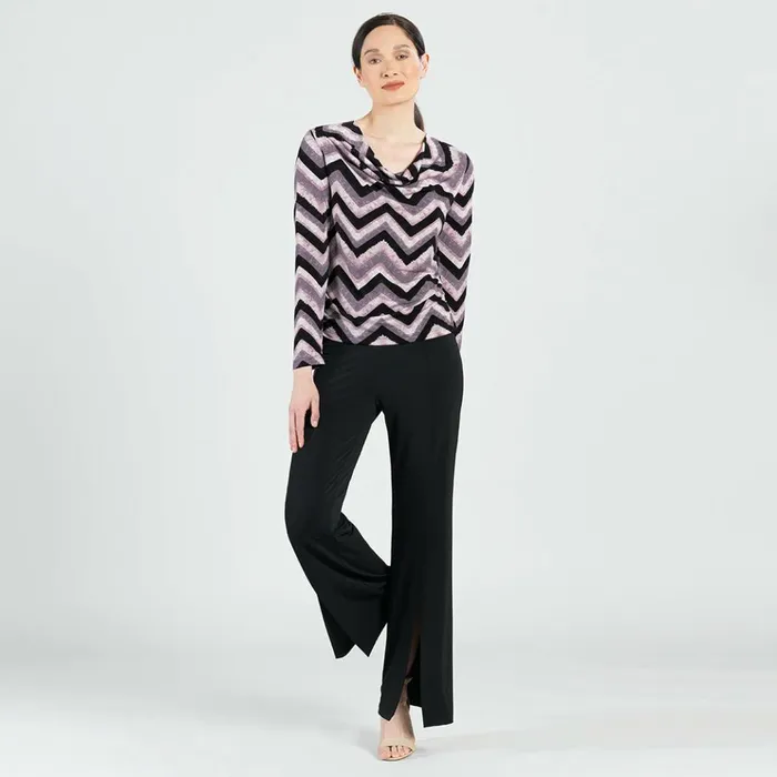 Cowl Neck Side Ruched Top 8211 Chevron 8211 Final Sale Women Clara Sunwoo Tops Tunics