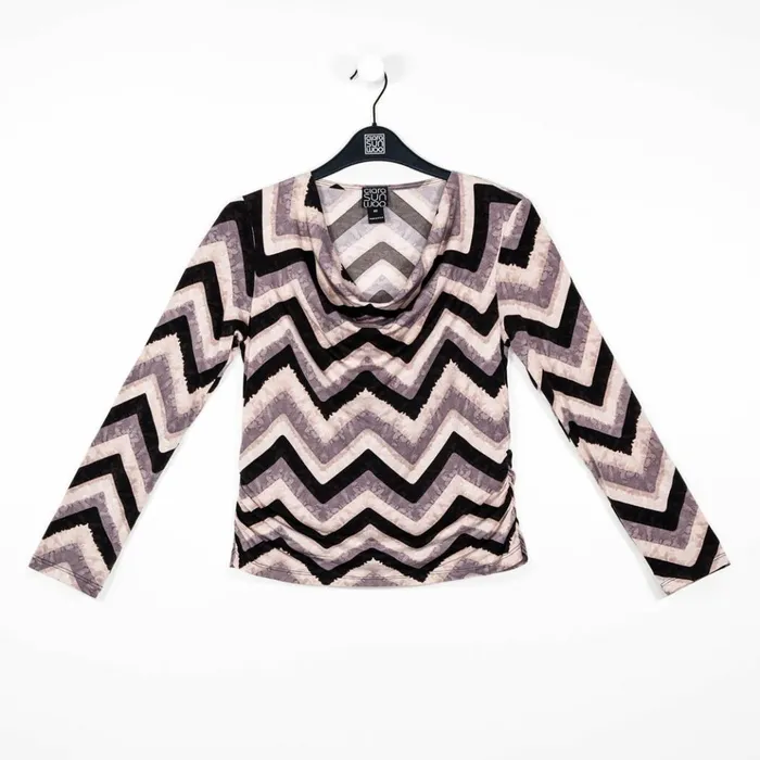 Cowl Neck Side Ruched Top 8211 Chevron 8211 Final Sale Women Clara Sunwoo Tops Tunics