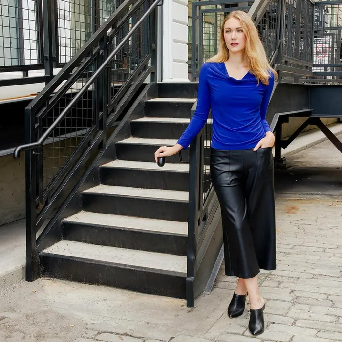 Cowl Neck Side Ruched Top 8211 Cobalt 8211 Final Sale Women Clara Sunwoo Tops Tunics Cowl Neck Side Ruched Top 8211 Cobalt 8211 Final Sale Women Clara Sunwoo Tops Tunics