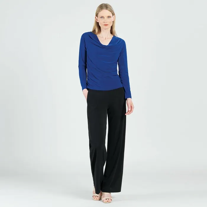 Cowl Neck Side Ruched Top 8211 Cobalt 8211 Final Sale Women Clara Sunwoo Tops Tunics