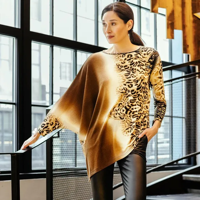 Cozy Knit 8211 Poncho Sleeve Sweater Tunic 8211 Animal Ombr 8211 Final Sale Women Clara Sunwoo Sweaters Cozy Knit 8211 Poncho Sleeve Sweater Tunic 8211 Animal Ombr 8211 Final Sale Women Clara Sunwoo Sweaters