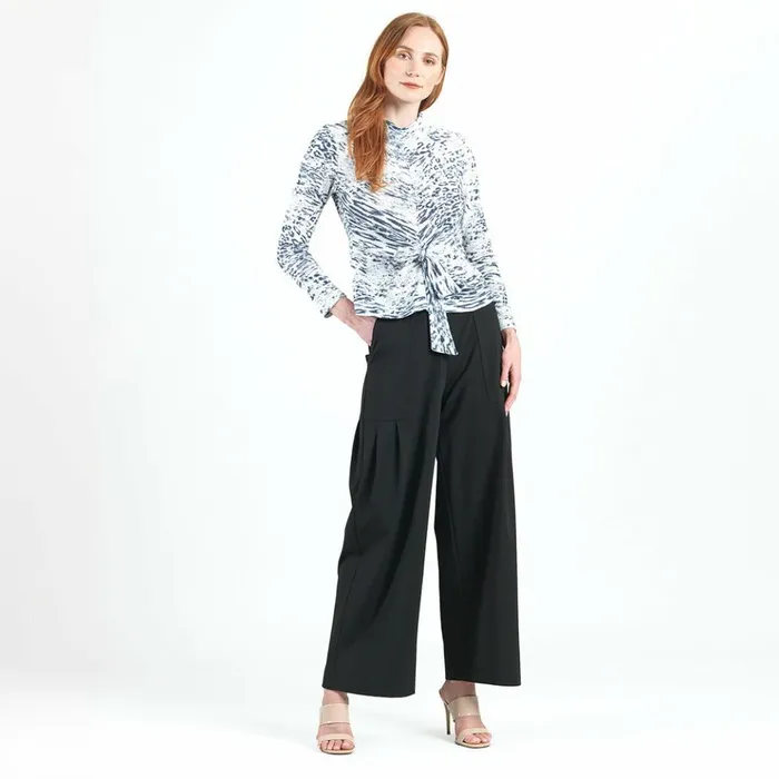 Cozy Shimmer Texture 8211 Center Front Tie Sweater Top 8211 Snow Leopard 8211 Final Sale Women Clara Sunwoo Sweaters