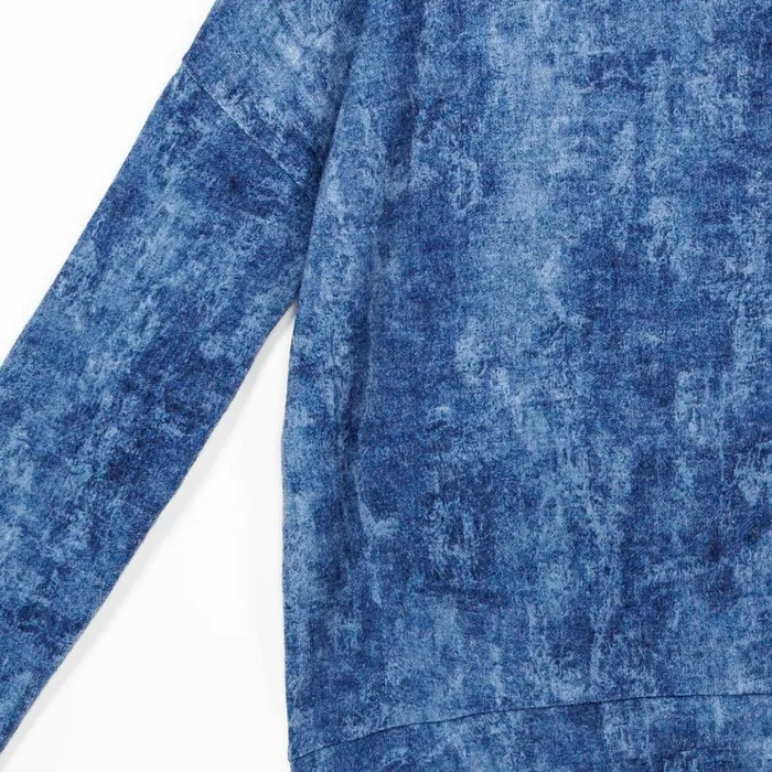 Cozy Texture 8211 Cowl Turtleneck Sweater Top 8211 Denim Print 8211 Final Sale Women Clara Sunwoo Sweaters