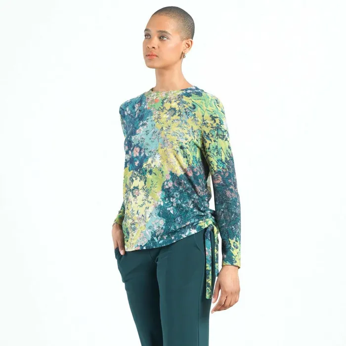 Cozy Texture 8211 Side PullTie Sweater Top 8211 Floral Patch Women Clara Sunwoo Sweaters