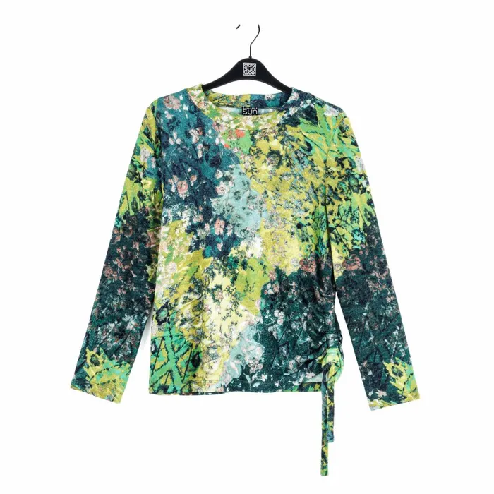 Cozy Texture 8211 Side PullTie Sweater Top 8211 Floral Patch Women Clara Sunwoo Sweaters