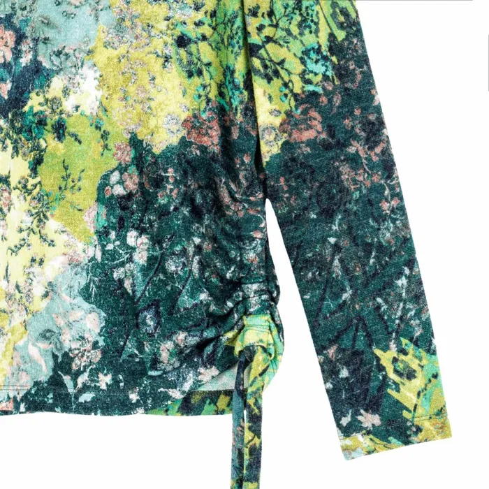 Cozy Texture 8211 Side PullTie Sweater Top 8211 Floral Patch Women Clara Sunwoo Sweaters