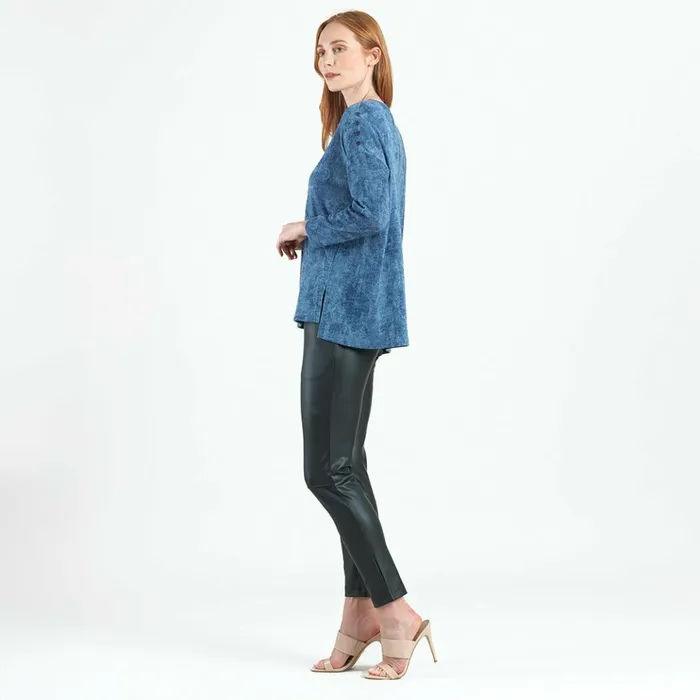 Cozy Texture 8211 Vented Sweater Tunic 8211 Denim Print 8211 Final Sale Women Clara Sunwoo Sweaters