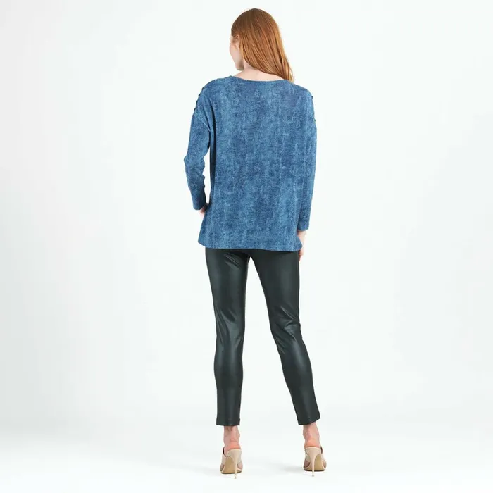 Cozy Texture 8211 Vented Sweater Tunic 8211 Denim Print 8211 Final Sale Women Clara Sunwoo Sweaters