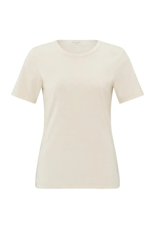 Crew Neck Tshirt In Soft Nappy Fabric Off White Melange Women YAYA Tshirts