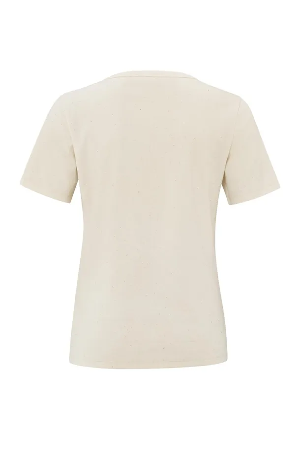 Crew Neck Tshirt In Soft Nappy Fabric Off White Melange Women YAYA Tshirts Crew Neck Tshirt In Soft Nappy Fabric Off White Melange Women YAYA Tshirts