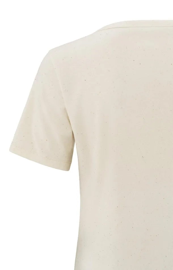 Crew Neck Tshirt In Soft Nappy Fabric Off White Melange Women YAYA Tshirts Crew Neck Tshirt In Soft Nappy Fabric Off White Melange Women YAYA Tshirts