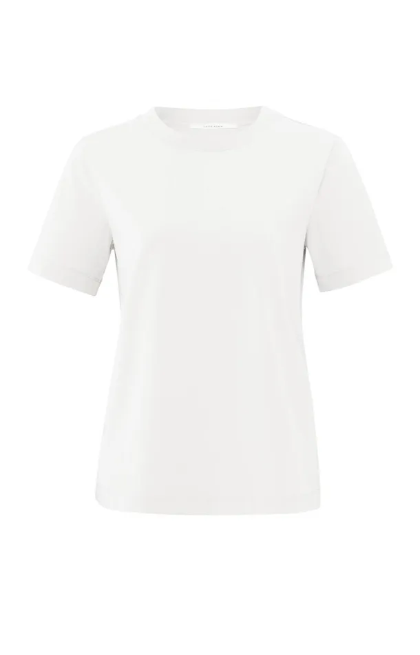 Crew Neck Tshirt With Regular Fit Blanc De Blanc White Women YAYA Tshirts Crew Neck Tshirt With Regular Fit Blanc De Blanc White Women YAYA Tshirts