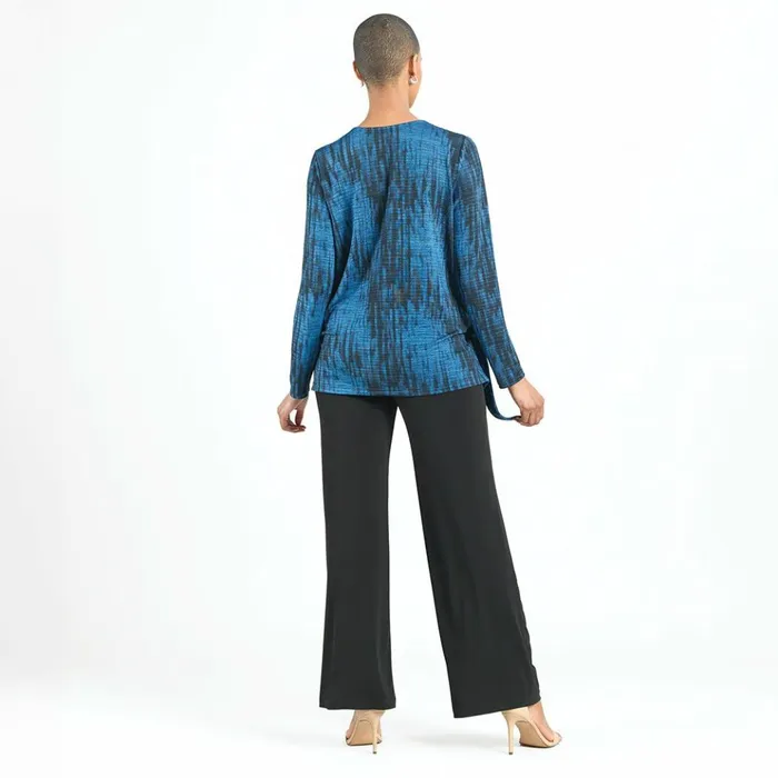 Crinkle Pleat 8211 Blouson Overlay Side Tie Detail Top 8211 Water RippleCobalt Women Clara Sunwoo Tops Tunics