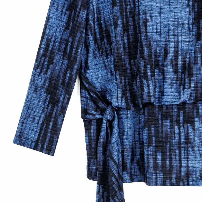 Crinkle Pleat 8211 Blouson Overlay Side Tie Detail Top 8211 Water RippleCobalt Women Clara Sunwoo Tops Tunics