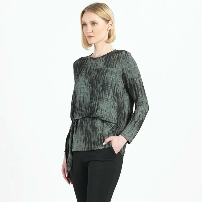 Crinkle Pleat 8211 Blouson Overlay Side Tie Detail Top 8211 Water RippleOlive 8211 Limited Sizes Women Clara Sunwoo Tops Tunics