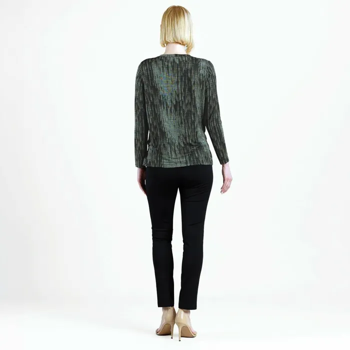 Crinkle Pleat 8211 Blouson Overlay Side Tie Detail Top 8211 Water RippleOlive 8211 Limited Sizes Women Clara Sunwoo Tops Tunics