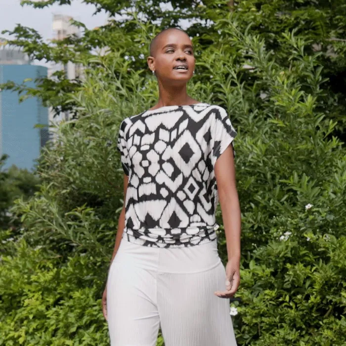 Crinkle Pleat Knit 8211 Dolman Short Sleeve Top 8211 Aztec Women Clara Sunwoo Tops Tunics