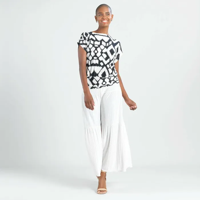 Crinkle Pleat Knit 8211 Dolman Short Sleeve Top 8211 Aztec Women Clara Sunwoo Tops Tunics