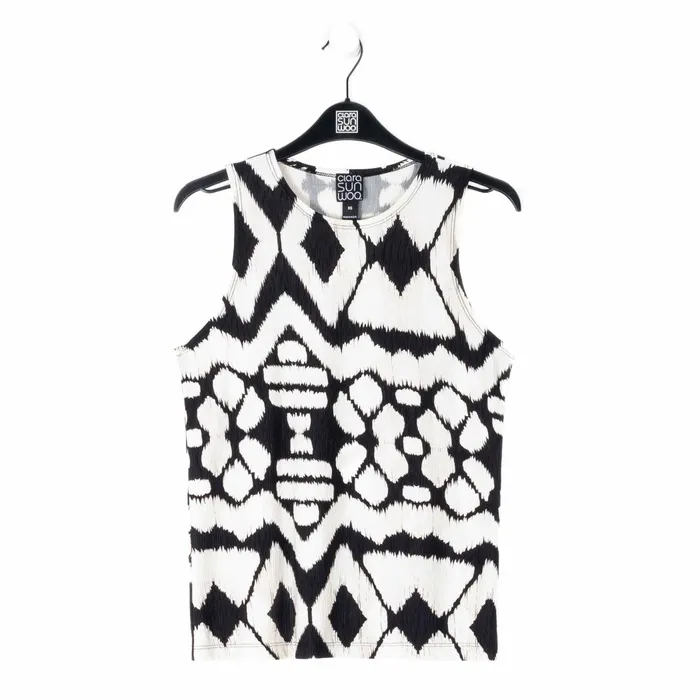 Crinkle Pleat Knit 8211 Modern Jewel Neck Tank 8211 Aztec 8211 Final Sale Women Clara Sunwoo Tops Tunics