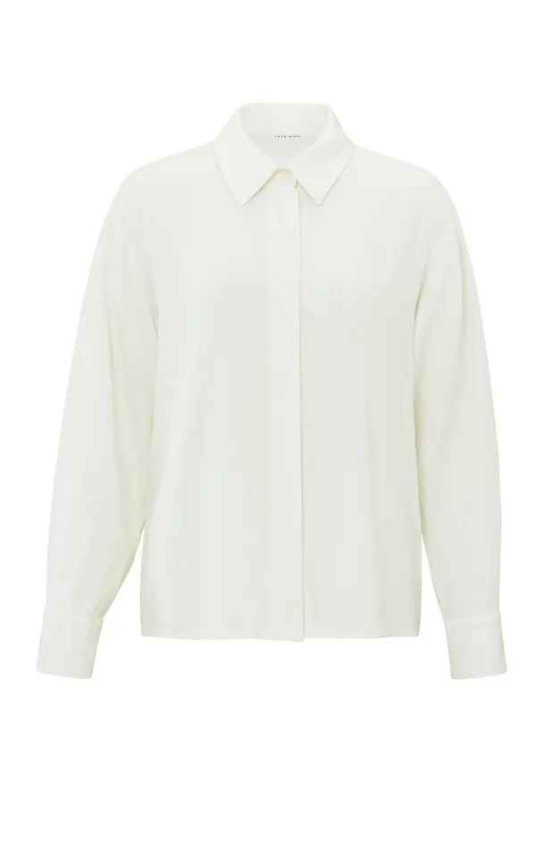 Cropped Blouse With Long Sleeves And Button Closure Off White Women YAYA Blouses Cropped Blouse With Long Sleeves And Button Closure Off White Women YAYA Blouses
