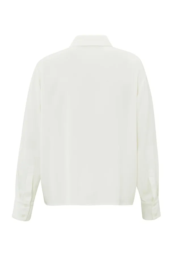 Cropped Blouse With Long Sleeves And Button Closure Off White Women YAYA Blouses Cropped Blouse With Long Sleeves And Button Closure Off White Women YAYA Blouses