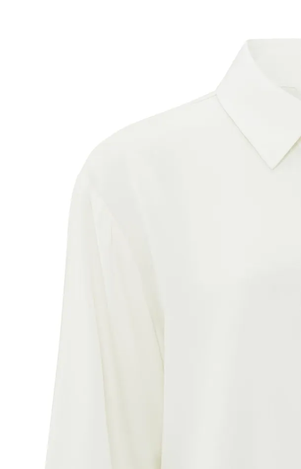 Cropped Blouse With Long Sleeves And Button Closure Off White Women YAYA Blouses Cropped Blouse With Long Sleeves And Button Closure Off White Women YAYA Blouses