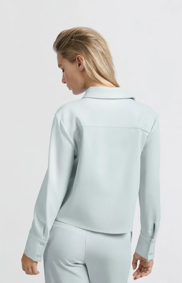 Cropped Blouse With Long Sleeves And Chest Pocket Northern Droplet Grey Women YAYA Blouses Cropped Blouse With Long Sleeves And Chest Pocket Northern Droplet Grey Women YAYA Blouses