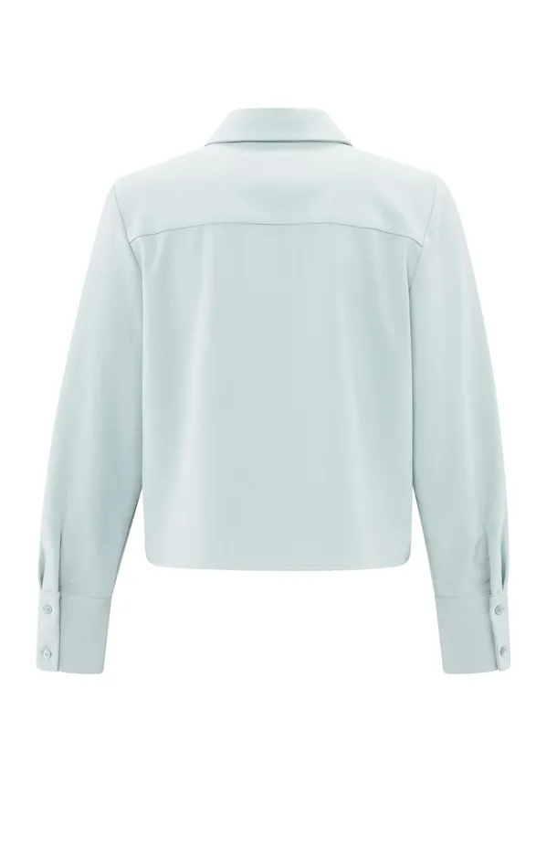 Cropped Blouse With Long Sleeves And Chest Pocket Northern Droplet Grey Women YAYA Blouses Cropped Blouse With Long Sleeves And Chest Pocket Northern Droplet Grey Women YAYA Blouses