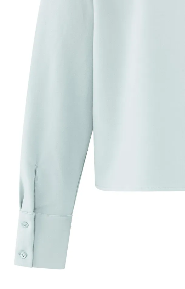 Cropped Blouse With Long Sleeves And Chest Pocket Northern Droplet Grey Women YAYA Blouses Cropped Blouse With Long Sleeves And Chest Pocket Northern Droplet Grey Women YAYA Blouses