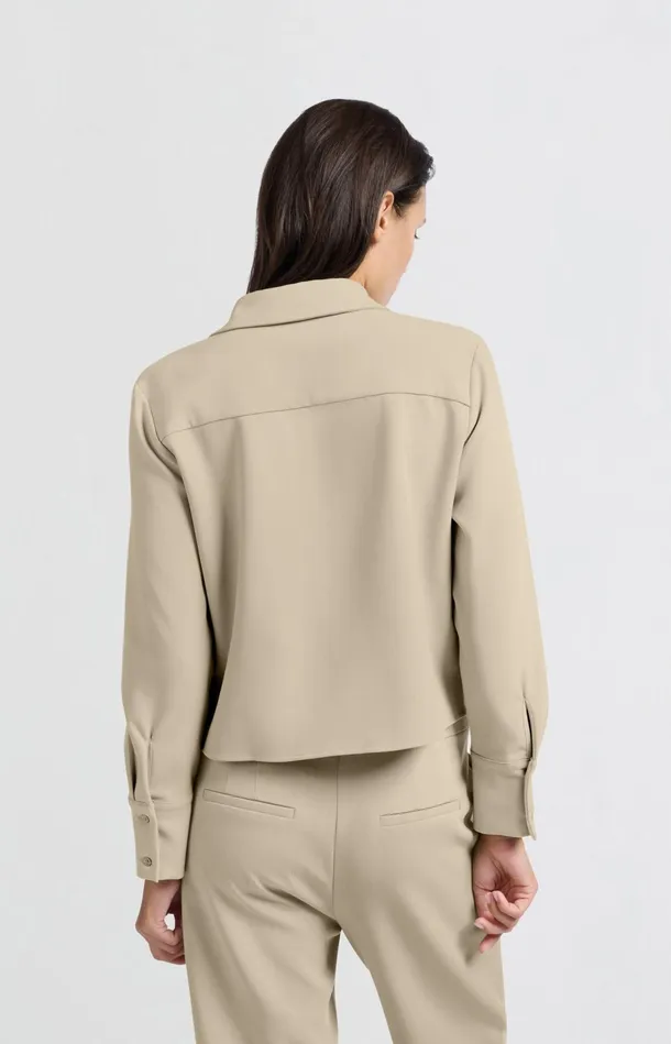 Cropped Blouse With Long Sleeves And Chest Pocket Safari Women YAYA Blouses Cropped Blouse With Long Sleeves And Chest Pocket Safari Women YAYA Blouses